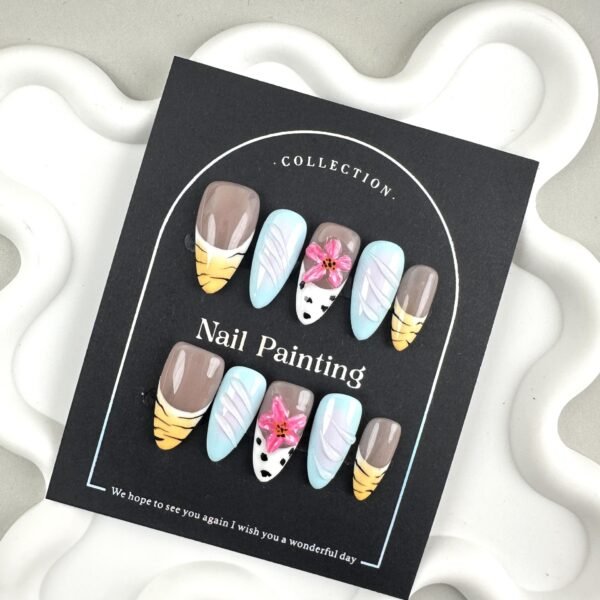 Press on Nails ,Fake Nails, Leopard Print ,Jelly Sticker on Nails, Handmade Acrylic Nails Almond, Stick on Nails for Women and Girls